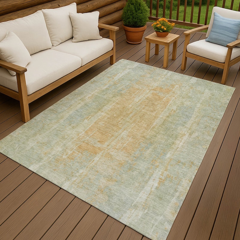 Machine Washable Indoor/ Outdoor Vintage Ombre Chantille Rug