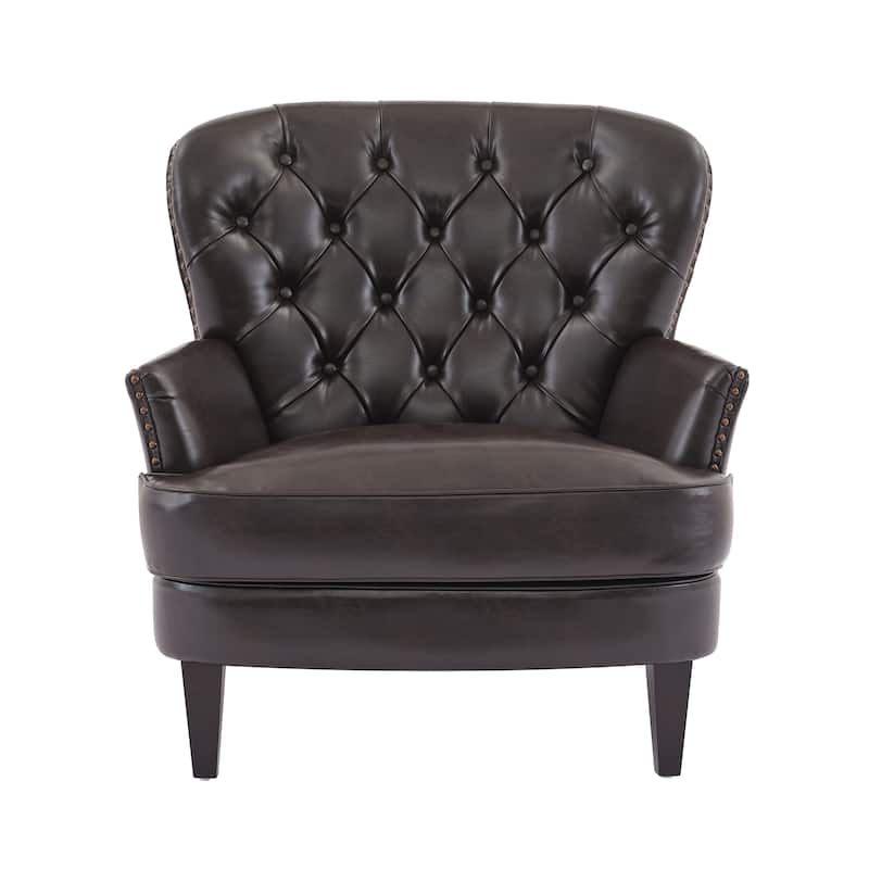 Polyester Vintage Lounge Chair with Nailhead Trim, Curved Backrest and 220lb Weight Capacity