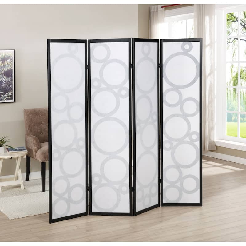 Arvada 4-Panel Wood Room Divider with Circle Pattern
