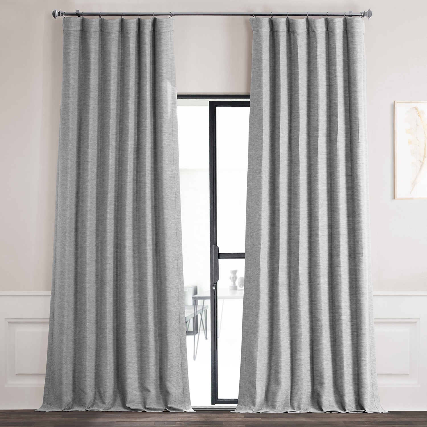 Exclusive Fabrics Grey Bellino Textured Faux Linen Room Darkening Curtains For Bedroom (1 Panel)