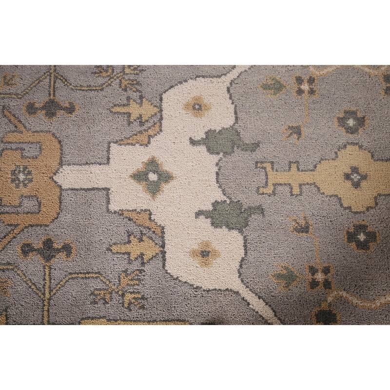 Gray Oushak Indian Rug Hand-Knotted Wool Carpet - 8'0"x 9'8"