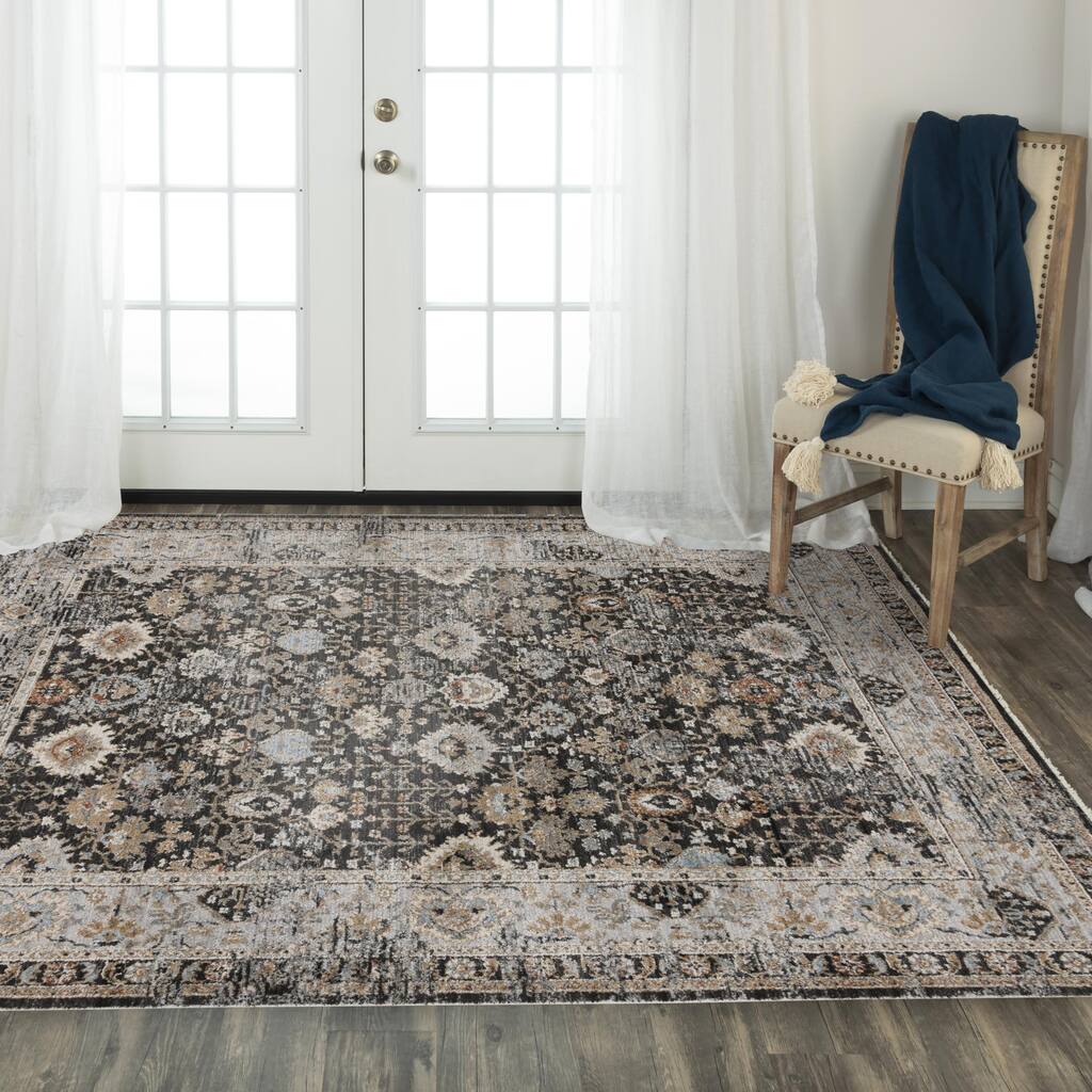 Alora Decor Orchid Persian Charcoal Polyester Area Rug