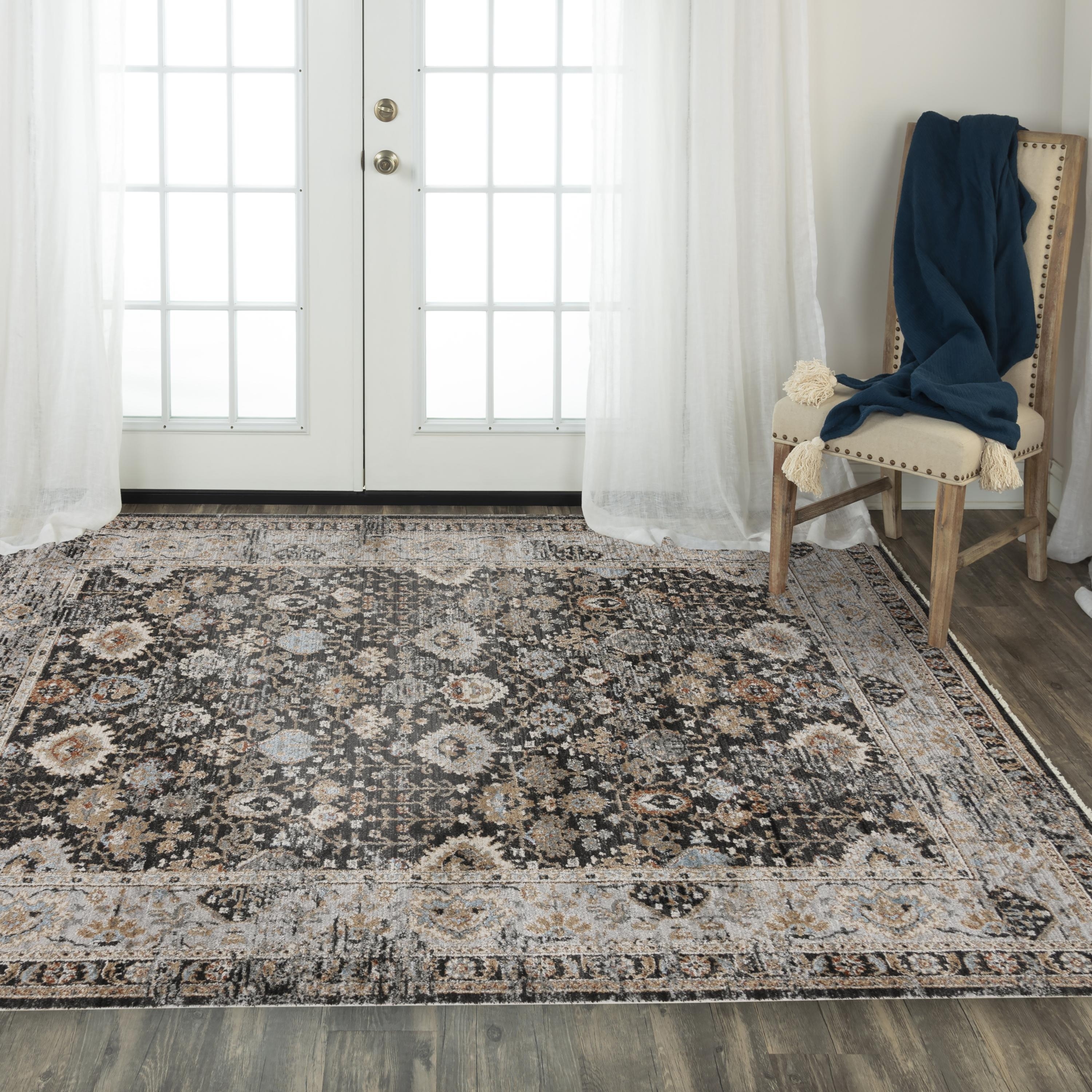 Alora Decor Orchid Persian Charcoal Polyester Area Rug