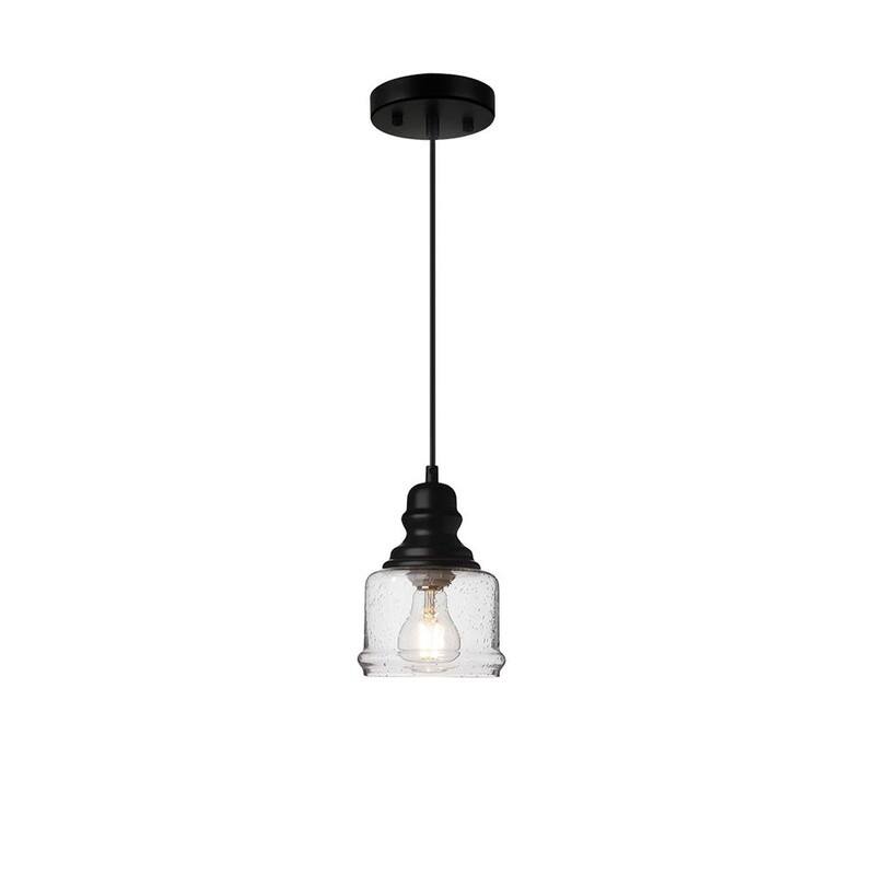 4’’ Dining pendant light black, cylinder pendant light glass industrial hanging light