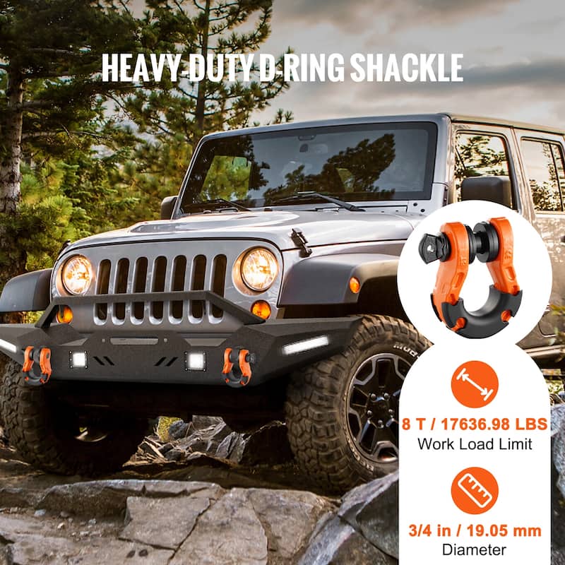 Synthetic Soft Shackle with Extra 2 Sleeves & Storage Bag for UTV, ATV, Trucks, Jeep, Off-Road Vehicles
