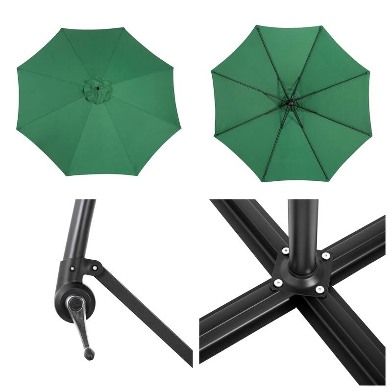 9.64 ft. Steel Market Outdoor Patio Umbrella with 8 Ribs, Offset Hanging Umbrella with Easy Tilt Adjustment