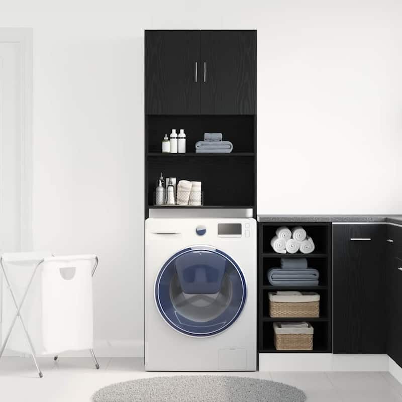 vidaXL Washing Machine Cabinet Black Oak 25.2x9.4x74.8" Engineered Wood
