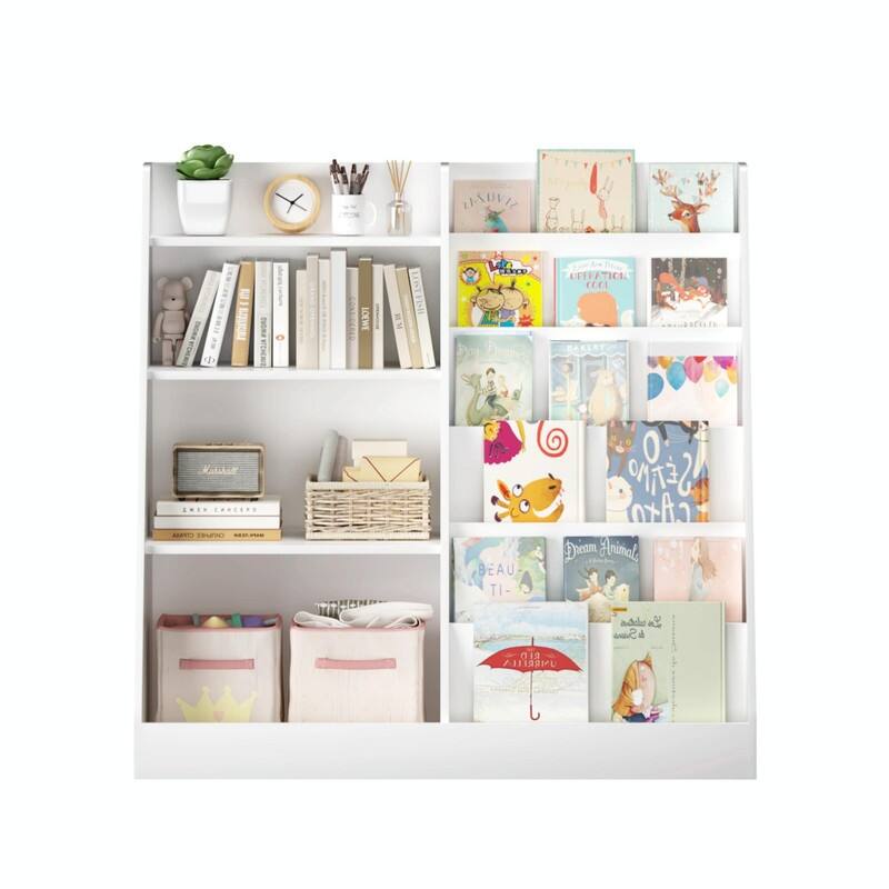 Kids Bookshelf and Toy Storage Organizer, 4-Tier Wooden Bookcase Display Shelf