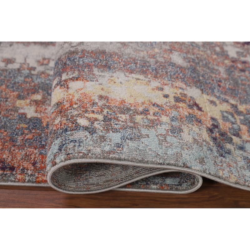 Grey Abstract Turkish Area Rug Machine Made Carpet - 5'0" x 8'0"