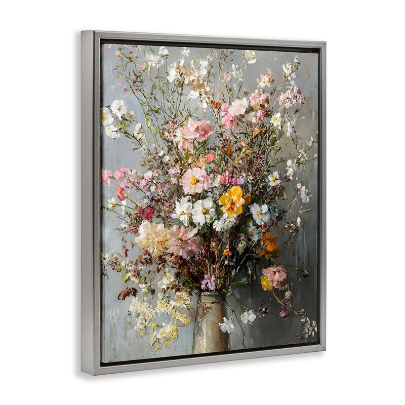 Stupell Overflowing Spring Flowers Framed Floater Canvas Wall Art Design By Franklyn Gregory