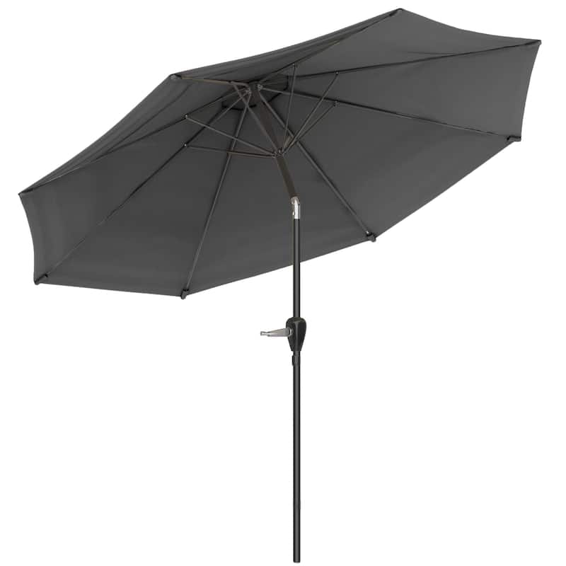 Patio Umbrella with Auto Tilt - 10FT Easy Crank Outdoor Umbrella with Vented Canopy by Pure Garden (Gray)