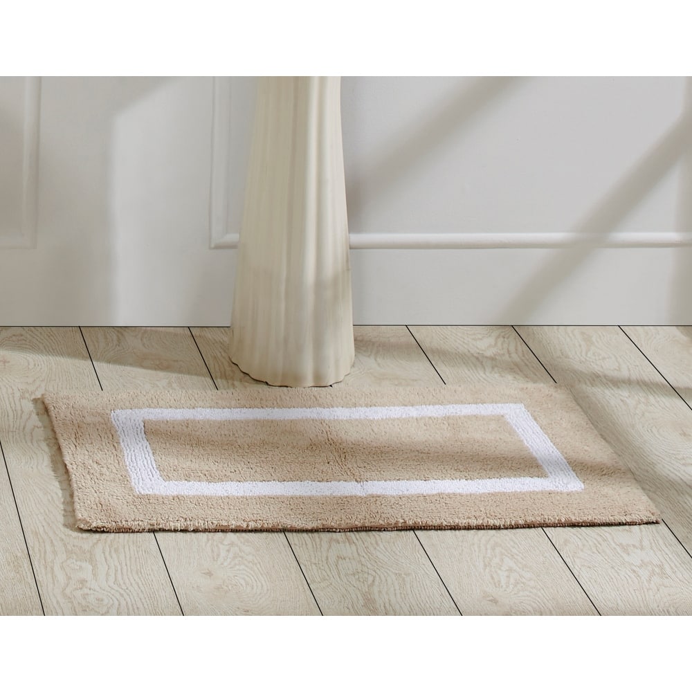 Better Trends Hotel Collection in Race Track 100% Cotton Super Absorbent Reversible Double Sided Machine Washable Bath Mat Rug