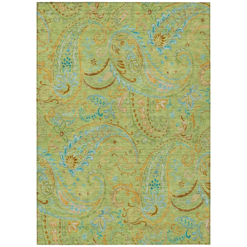 Machine Washable Indoor/ Outdoor Paisley Chantille Rug