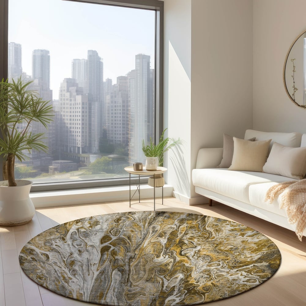 Machine Washable Indoor/ Outdoor Chantille Abstract Modern Rug