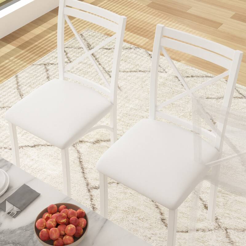 VECELO Metal Dining Chairs Set of 4 PU Leather Dining Chairs Set with X-Shaped Backrest for Kitchen & Dining Room Chairs