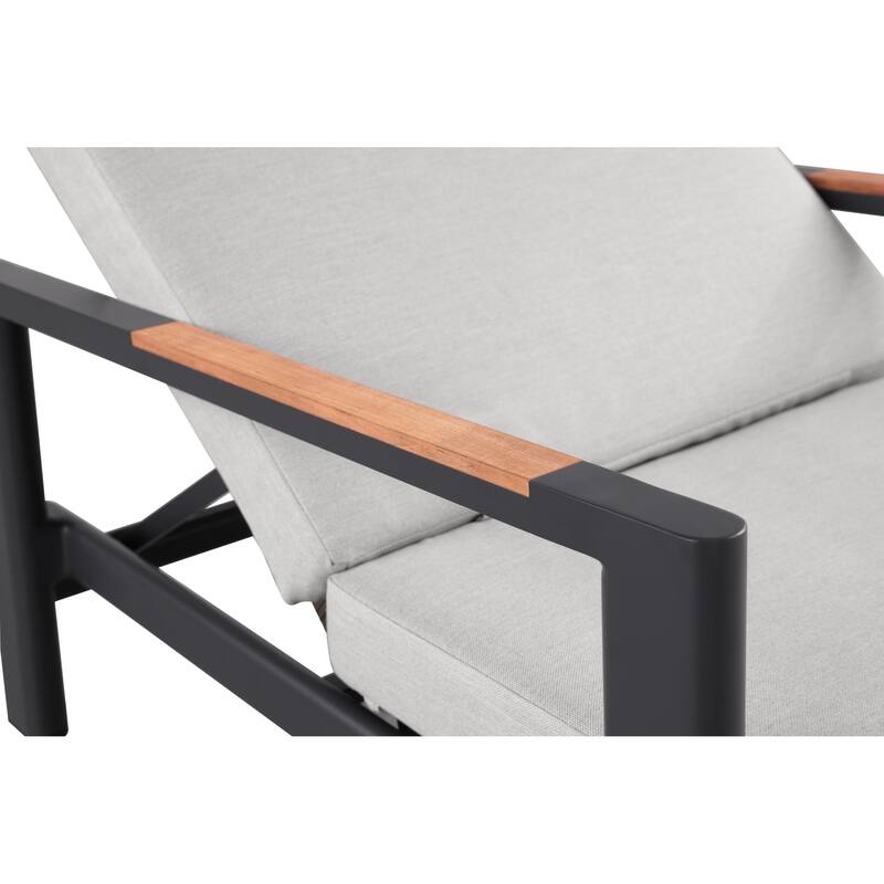 Arlo Teak & Wicker Aluminum Dual-Use Outdoor Chaise Lounge (Set of 2)