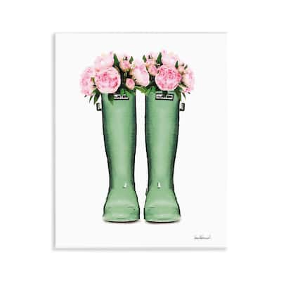 Stupell Country Boots with Peonies Wall Plaque Art Design By Amanda Greenwood