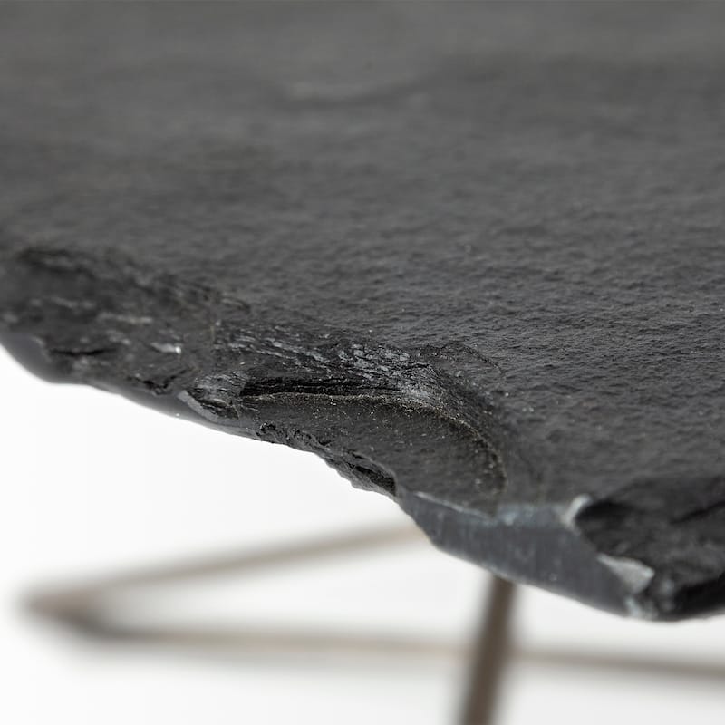 Pinera Black Slate w/ Silver Iron Base Coffee Table - 37"L x 33"W x 18"H
