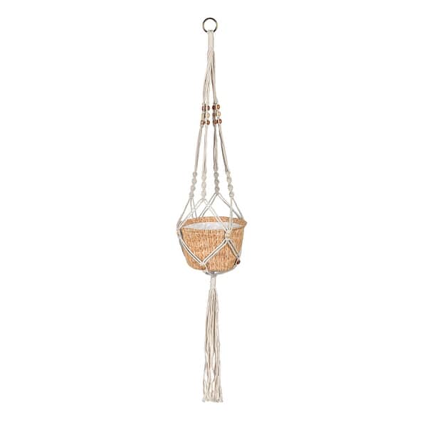 slide 2 of 4, Olivia Fabric Planter with Macrame Holder, Ochre