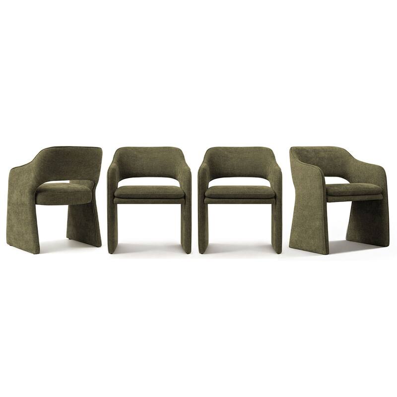 19" Seat Height Upholstered Fabric Dining Armchair (Set of 4)