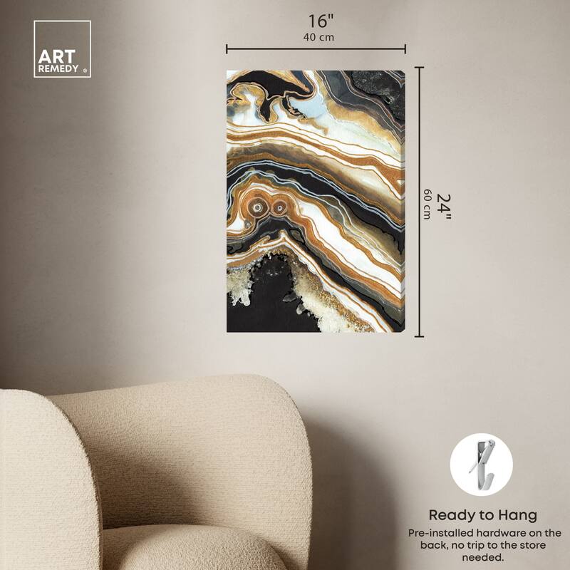 Art Remedy Black And Gold Ii Gallery Wrapped Mineral, Agate & Geode 1 Piece Canvas Wall Art