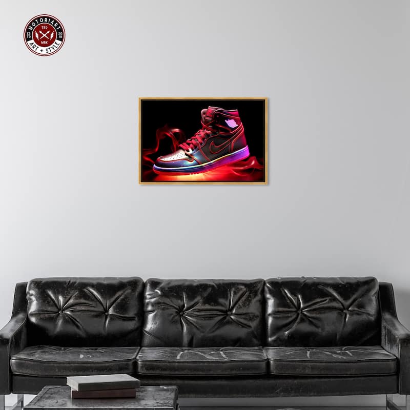 Notoriart Flaming Hot Sneaker Ii Framed Sneaker 1 Piece Canvas Wall Art