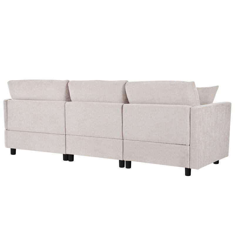Modern 3-Piece Chenille Sectional Sofa with Curved Chaise and Comfortable Cushions for Living Rooms