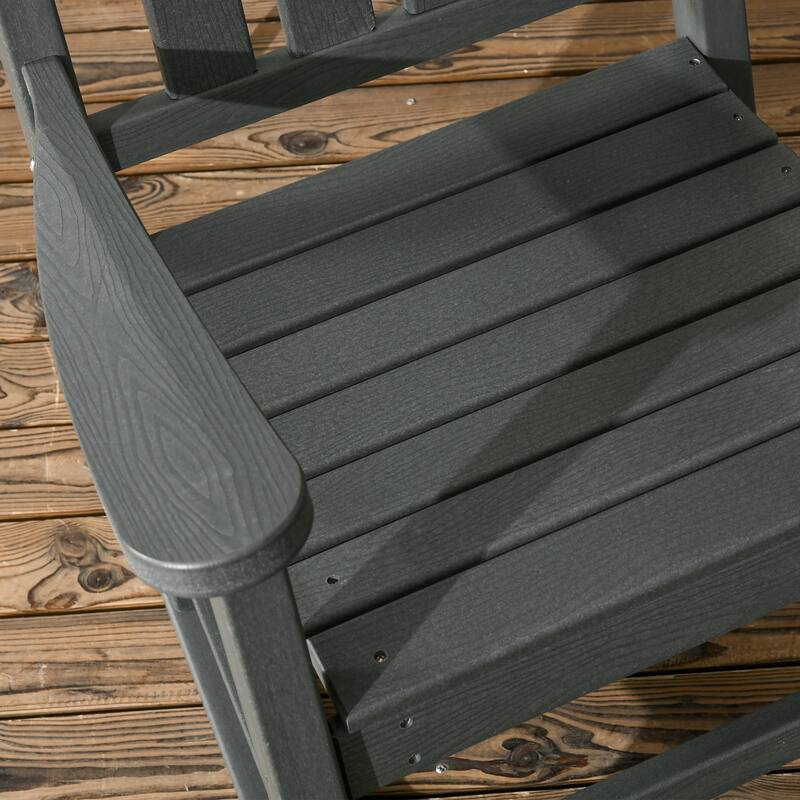 Outsunny 2 Pieces Outdoor Rocking Chair, All Weather-Resistant HDPE Rocking Patio Chairs with Rustic High Back, Armrests