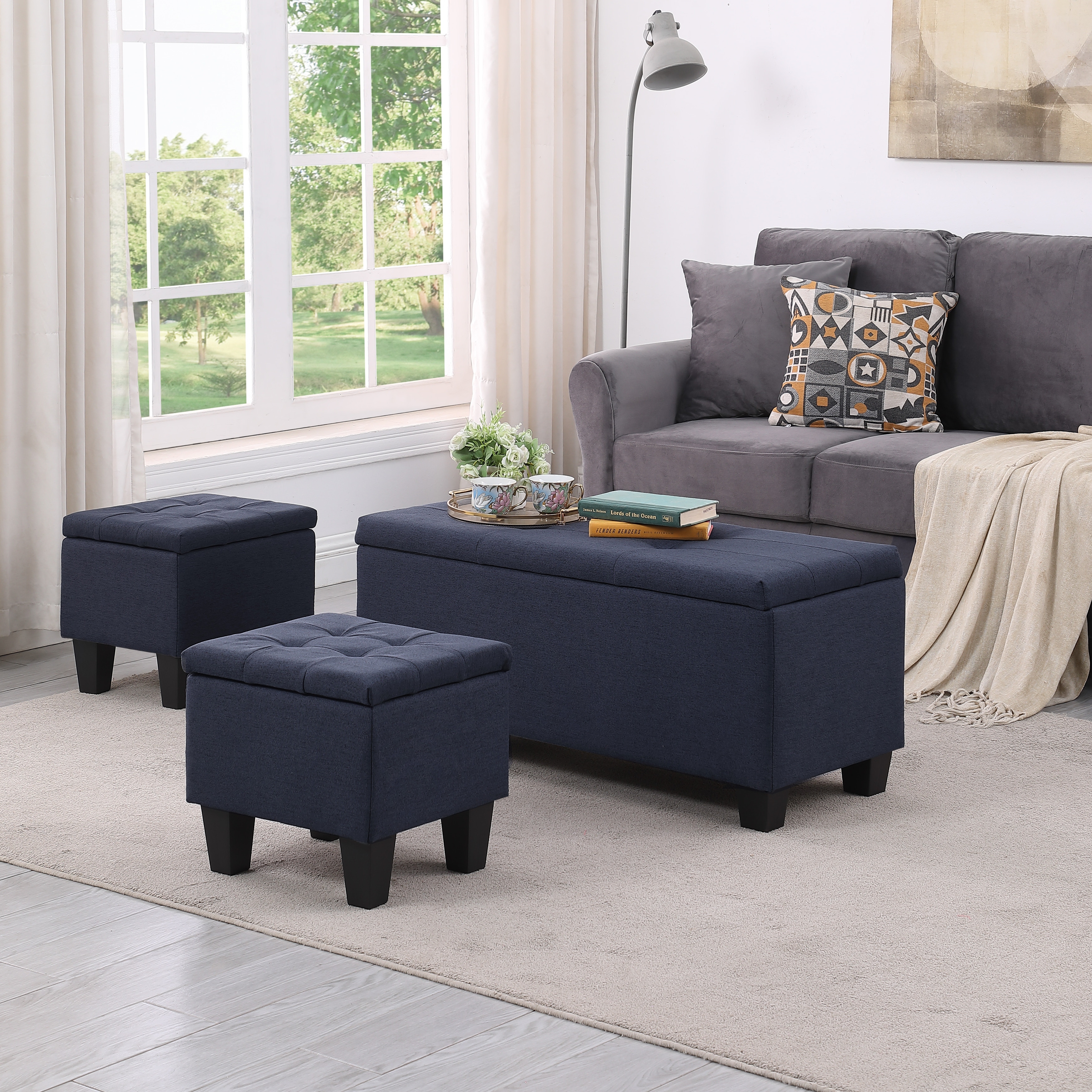 Upholstered Benches Blue Entryway Bench Blue Entryway Footrest
