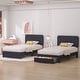 preview thumbnail 1 of 35, VECELO 2-Pack Kid Bed Frame Set Twin Size Platform Bed with Adjustable Upholstered Headboard Storage Drawer No Box Spring Needed