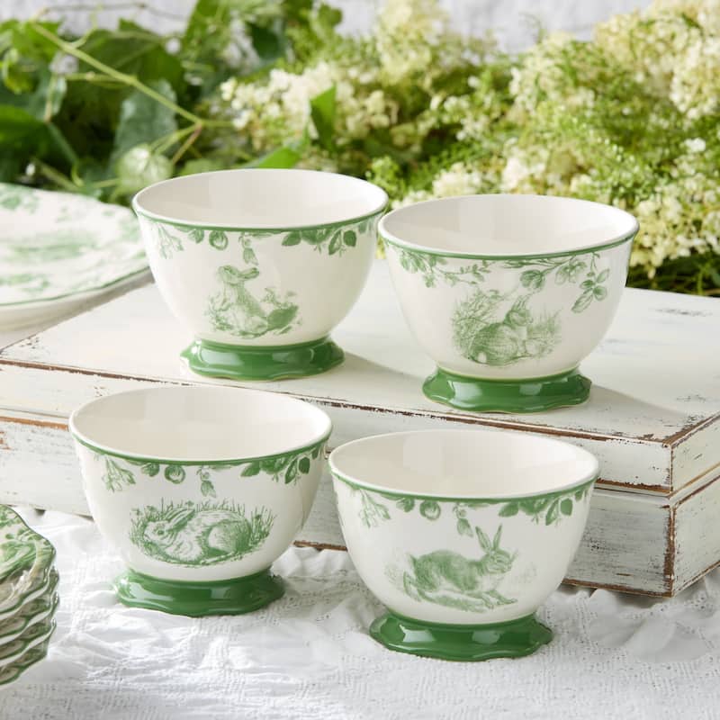 Certified International Le Jardin Set of 4 Ice Cream Bowl 5.25" x 3" 4 asst - 5.25"W x 5.25"D x 3.5"H