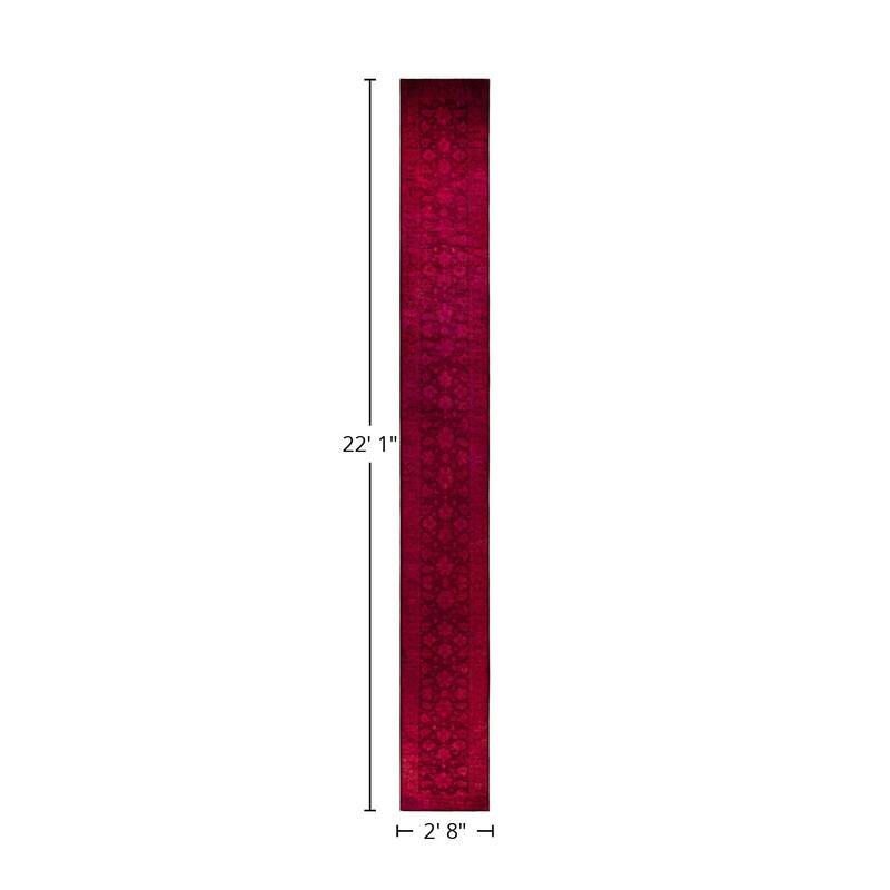 Overton Hand Knotted Wool Vintage Inspired Modern Contemporary Overdyed Pink Runner Rug - 2' 8" x 22' 1"