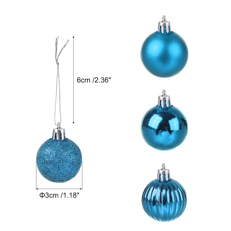 24Pcs 1.18 Inch Christmas Balls Shatterproof Ornaments Balls - Lake Blue