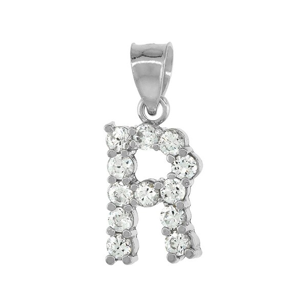 Sterling Silver White CZ Initial A Pendant