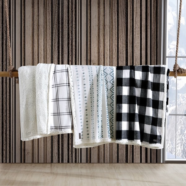 slide 2 of 30, Eddie Bauer Printed Ultra Soft Plush/Sherpa Reversible Blanket