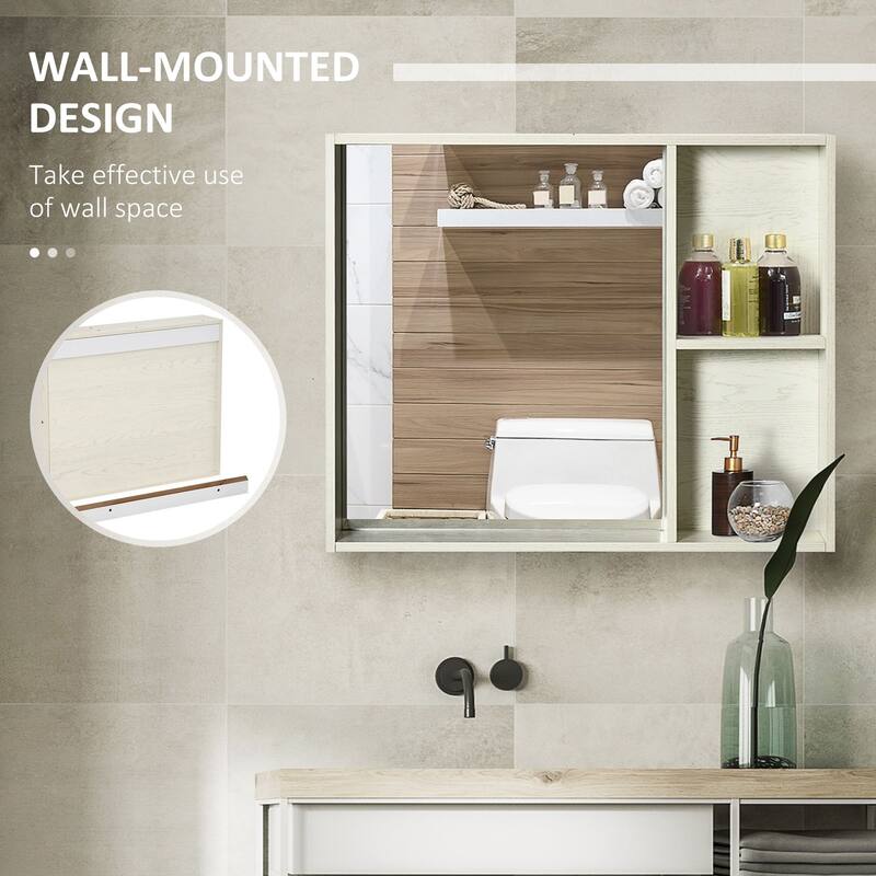 Wall-Mounted Bathroom Medicine Cabinet with Mirror, 2-Tier Storage Shelf, Space-Saving Over Toilet Cabinet