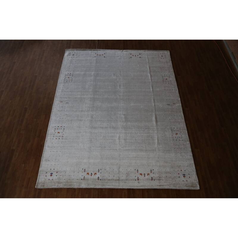 Hand Knotted Oriental 100% Wool Carpet Tribal Tribal Beige & Ivories Gabbeh Area Rug - 12' 2'' X 9' 4''
