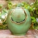 preview thumbnail 11 of 30, Glitzhome Leaf Textured Ceramic Jar Indoor Tabletop Water Fountain with LED Lights
