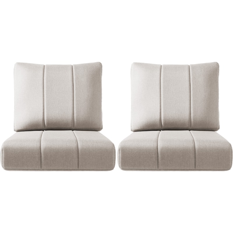 Ivora 24" W x 24" D x 6" T Water & Fade Resistant Outdoor Lounge Chair Replacement Cushion Set - 2 Sets - Beige
