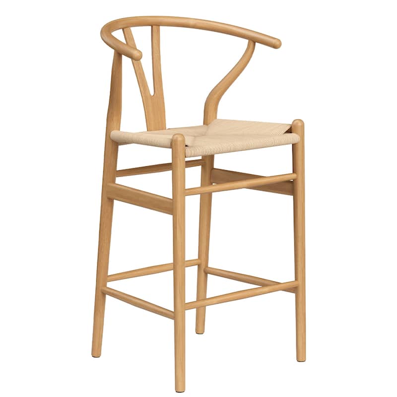 Weave Counter Height Bar Stools, Fully Assembled Rattan Bar Chairs for Kitchen Island,1pc - Natural