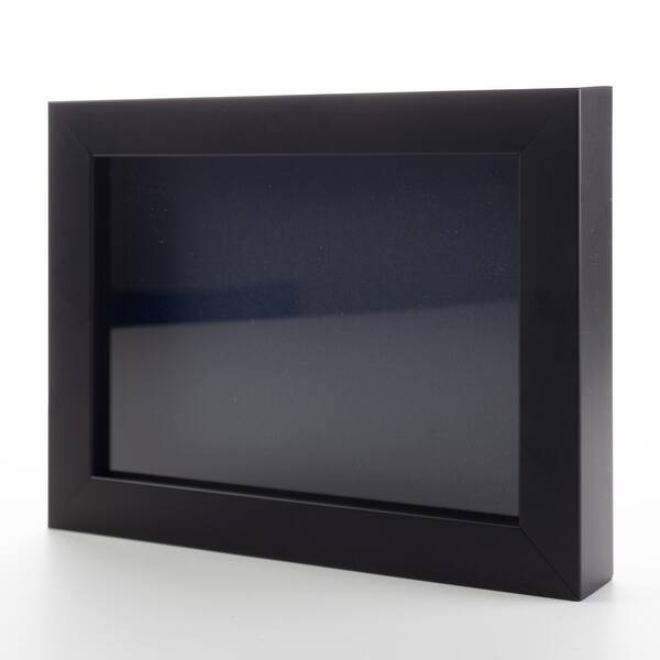 9x12 Shadow Box Frame Painted Black Real Wood with a Navy AcidFree