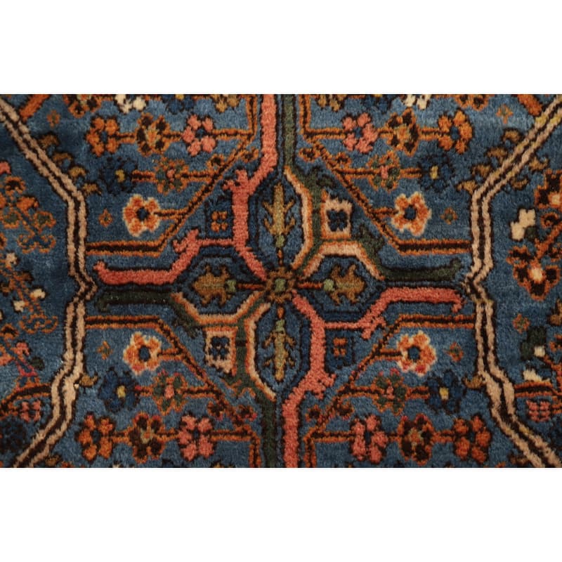 Hand Knotted Oriental 100% Wool Carpet Traditional Geometric Navy Blue & Blues Tabriz Area Rug - 10' 9'' X 7' 3''