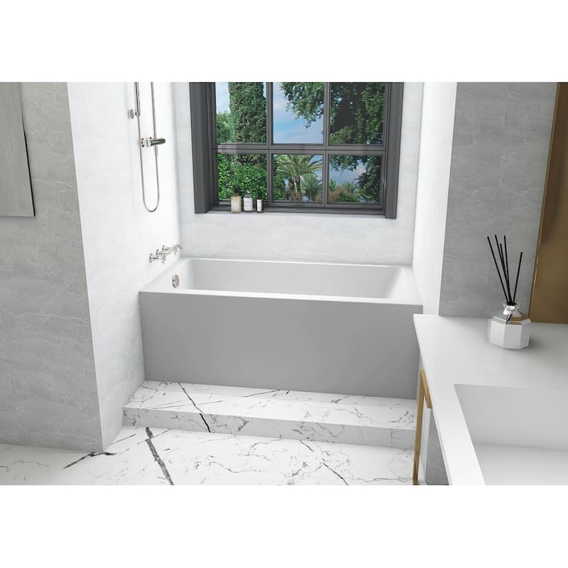 Indigo Home Alcove Soaking Bathtub 30x60 inch Left Drain in Glossy White