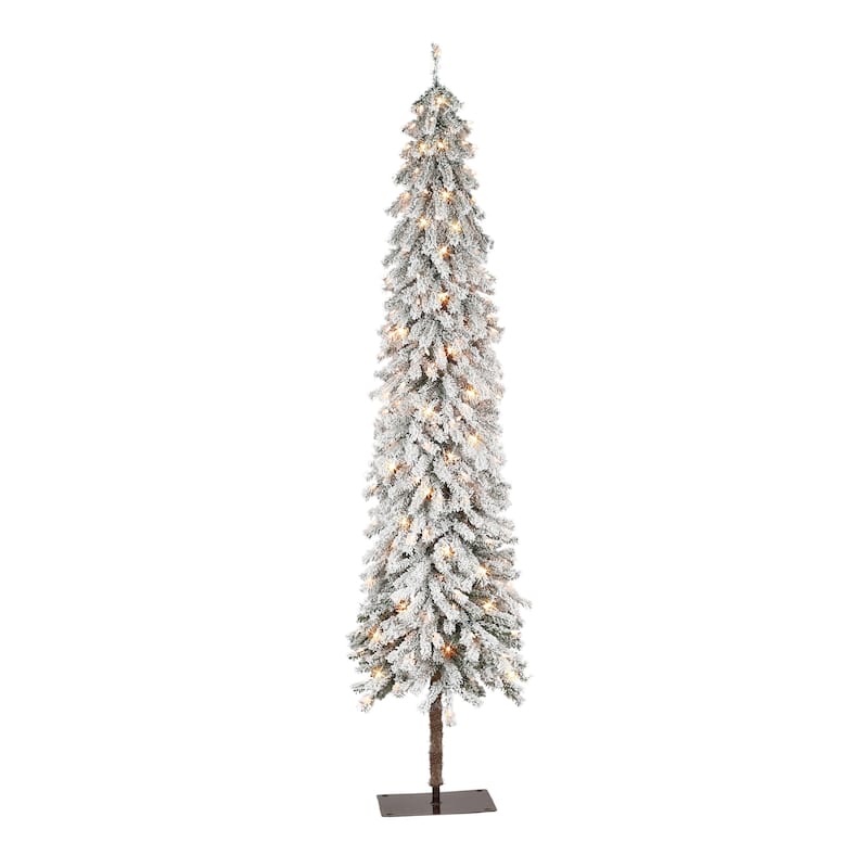 Puleo International 6 ft. Pre-Lit Flocked Alpine Artificial Tree - Green