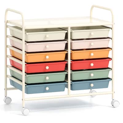 Costway 12 Drawers Rolling Cart Storage Scrapbook Paper Studio - See Details