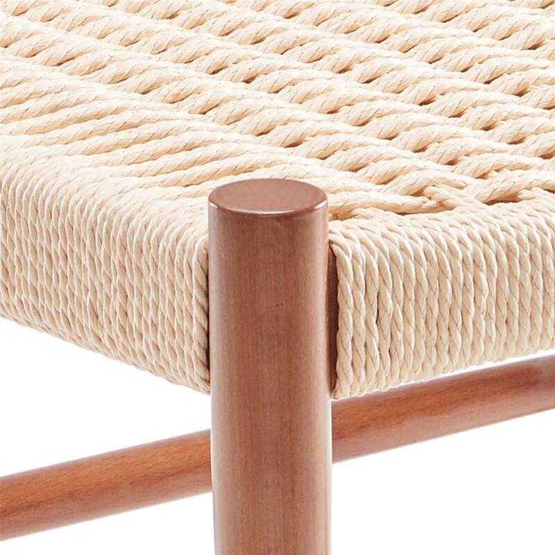 Modern Dining Chairs Woven Rope Seat with Sturdy Metal Frame (Set of 2)