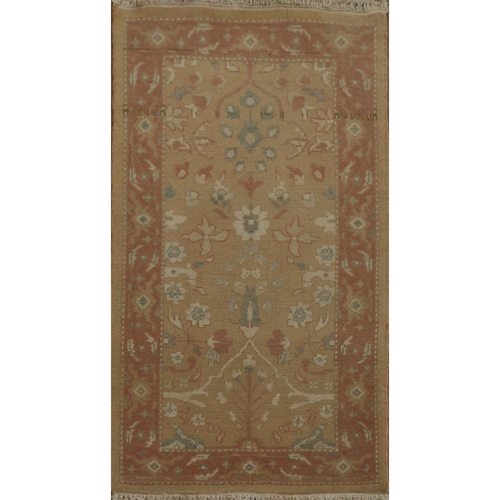 Hand Knotted Oriental 100% Wool Carpet Traditional All-Over Brown Ziegler Area Rug - 3' 10'' X 2' 0''