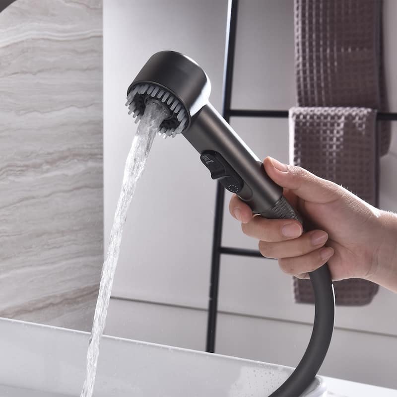Wall-mounted Brass LED Digital Display Bathroom Faucets With Handheld Shower