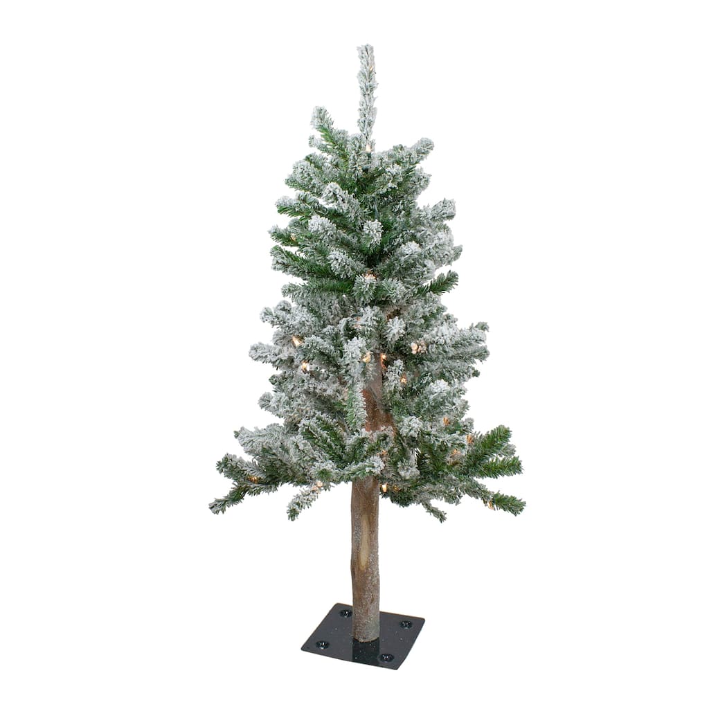 3' Pre-Lit Flocked Alpine Artificial Christmas Tree - Clear Lights