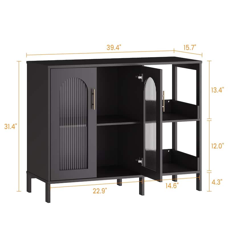 Buffet Sideboard Cabinet, Wooden Storage Cabinet with Glass Doors